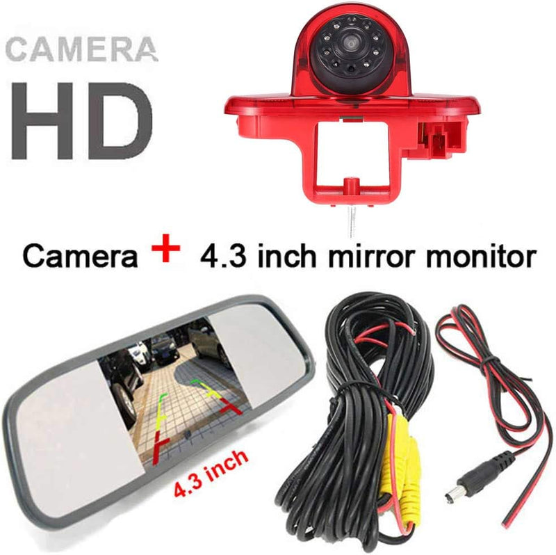 Winkel einstellen Bremsleuchte Kamera Bremslicht Rückfahrkamera mit 4.3" LCD Spiegelmonitor Ersatz f
