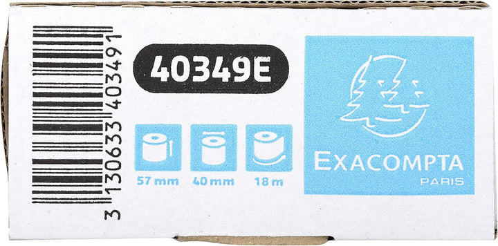 Exacompta 40349E 60er Pack Thermopapierrollen 1-lagig Breite: 57mm, Länge: 18m, Durchmesser Kern: 12
