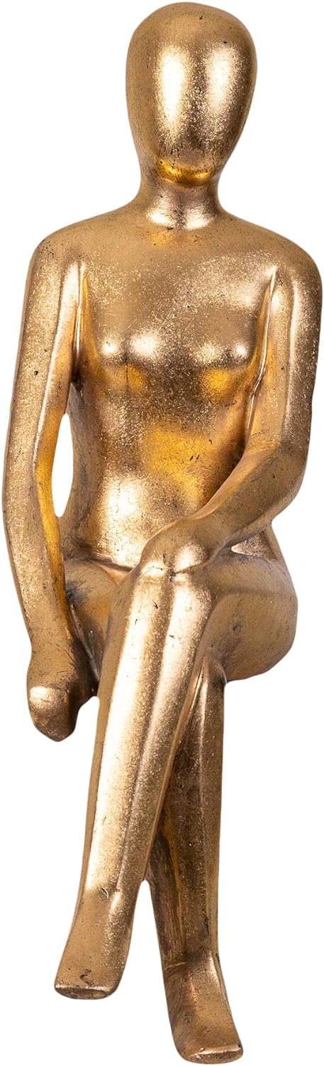 IDYL Moderne Skulptur Figur Sandsteinguss Sitting Women | goldfb. | 13x15x50 cm | Dekorationsfigur f