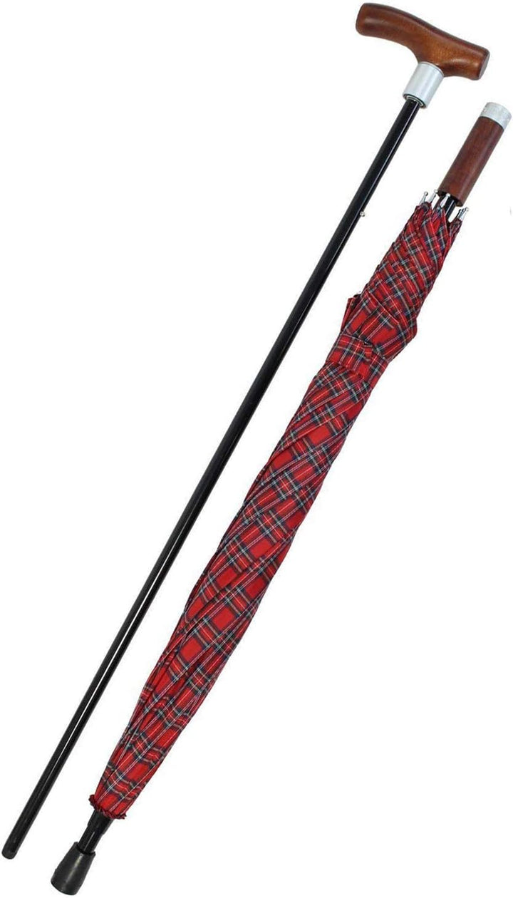 Stützschirm und Gehstock Safebrella Duo rot blau kariert 88/91 cm, 88/91 cm