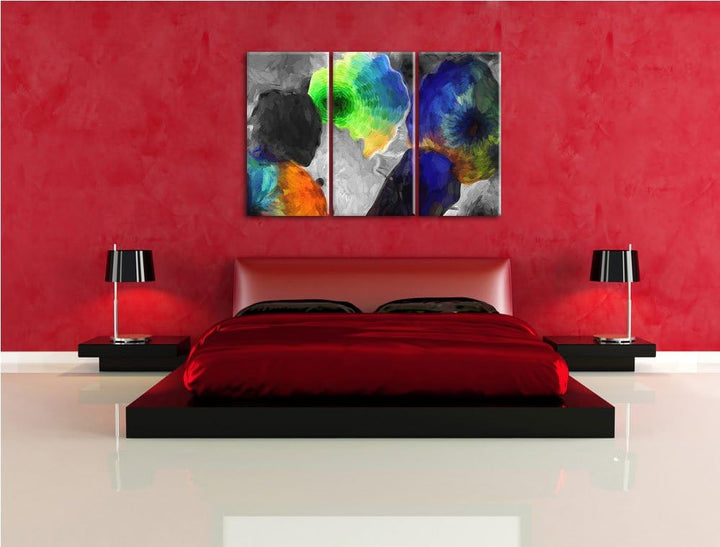 beeindruckender Quallenschwarm schwarz/weiss Deluxe 3-Teiler Leinwandbild 120x80 Bild auf Leinwand,