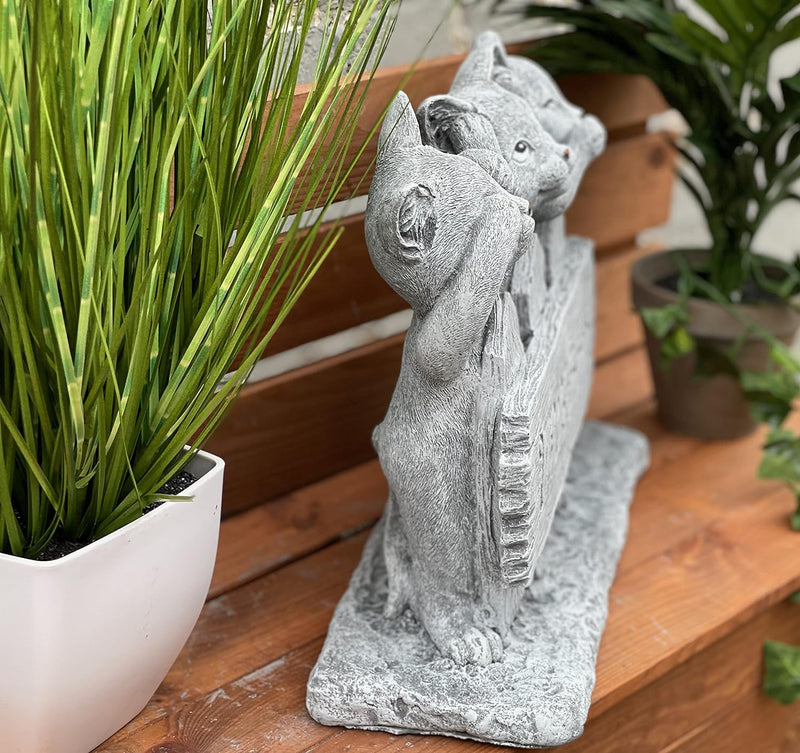 Stone and Style Steinfigur 3 Katzen Willkommen frostfest Gartenfigur ca. 8,1 kg