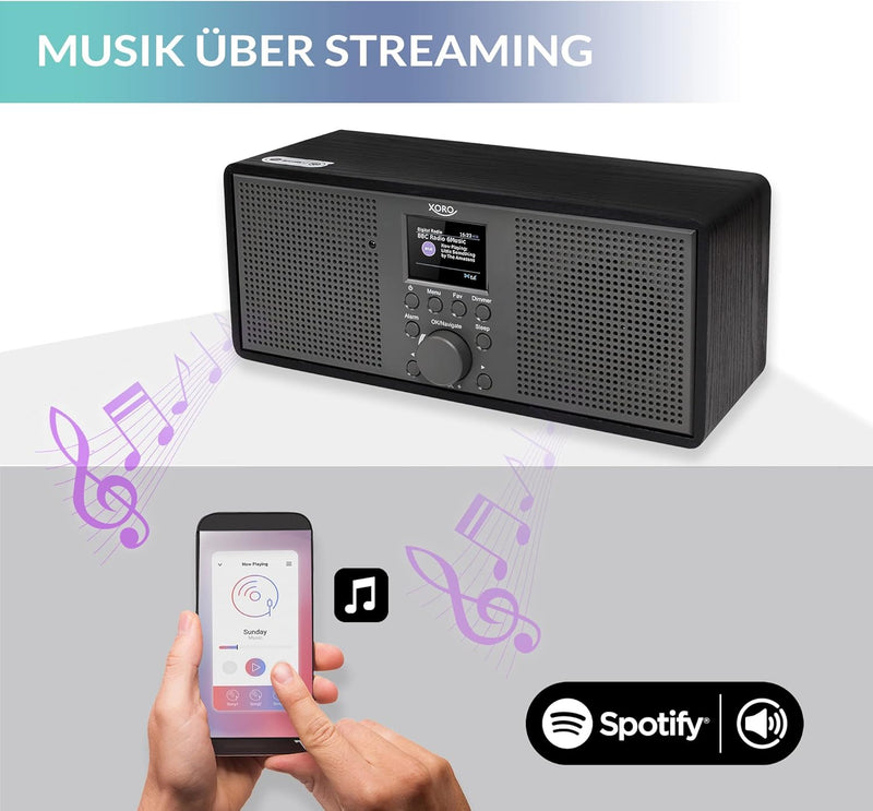 XORO DAB 700 IR - WLAN Internet Radio mit UKW und DAB+, Spotify Connect, Bluetooth, USB Mediaplayer,