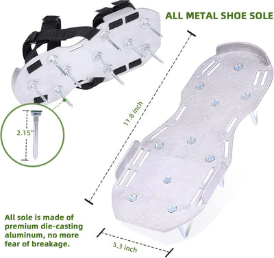 Ohuhu Metall Rasenlüfter Schuhe Nagelschuhe mit Klettverschluss Kostenlose Installation, Rasenbelüft