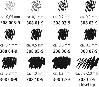 Staedtler 308 AMZ 02 - Pigment Liner-Paket, Grundausstattung für Zentangel, 12 teilig