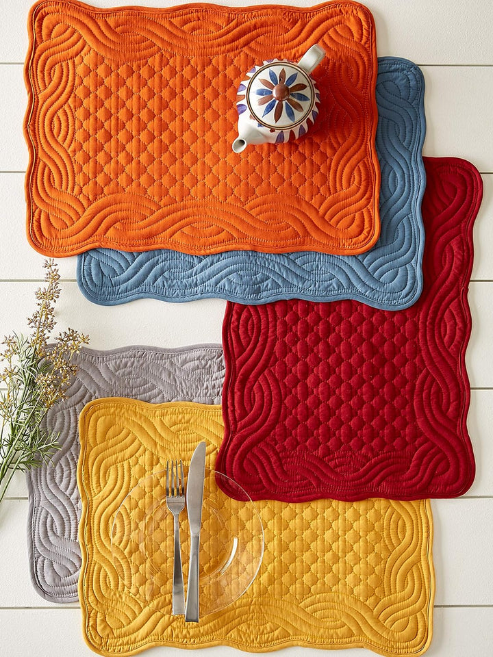 DII Gesteppte Tischsets aus der Farmhouse-Kollektion, Grau, 6-teilig Placemat Set Grau, Placemat Set
