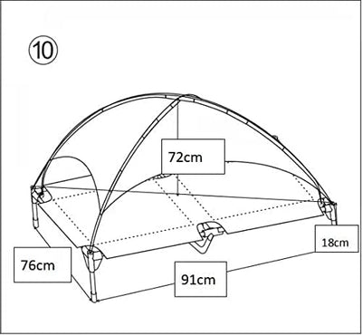 DEULINE Hundeliege mit Dach erhöhtes Hundebett Garten Outdoor Haustierliege L-91x76x18/90cm GRAU 520