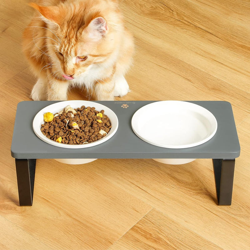 GUUSII HOME Futterstation Katzen Erhöht|Katzen Fressnapf Erhöht|Ergonomischer Katzennapf Erhöht Kera