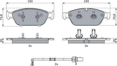 Bosch BP1837 Bremsbeläge - Vorderachse - ECE-R90 Zertifizierung - vier Bremsbeläge pro Set