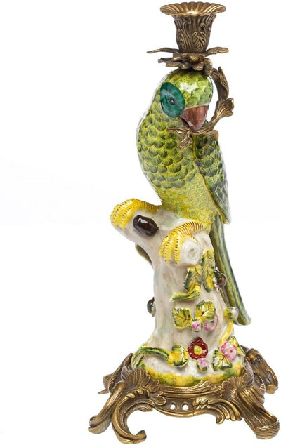 aubaho Papagei Kerzenständer Porzellan Antikstil Kerzenleuchter 37cm Candlestick Parrot