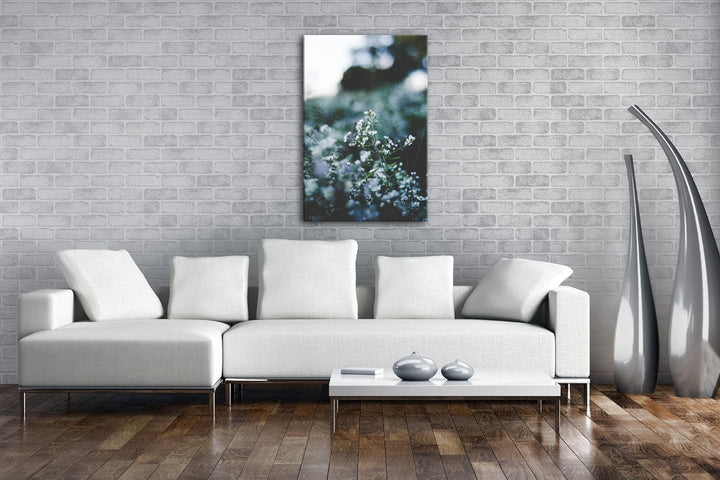 deyoli weisse Wildblumen Format: 80x60 als Leinwandbild, Motiv fertig gerahmt auf Echtholzrahmen, Ho