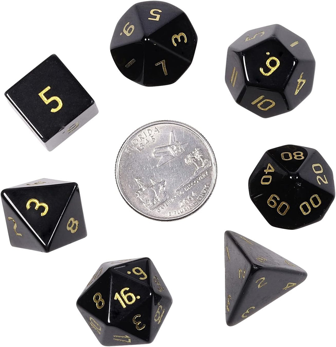 KYEYGWO Obsidian Kristall Polyedrische Würfel Set, 7pcs Reiki Heilung Stein Polyedrischer Spielwürfe