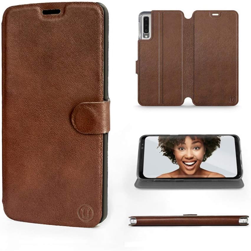 Mobiwear | Echt Lederhülle | Kompatibel mit Samsung Galaxy A7 2018, Made in EU handyhülle, Slim Leat