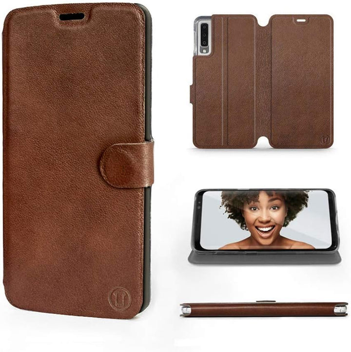 Mobiwear | Echt Lederhülle | Kompatibel mit Samsung Galaxy A7 2018, Made in EU handyhülle, Slim Leat