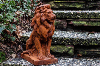 aubaho Gartenskulptur Löwe Links Figur Eisen Garten Rost Eisenfigur Skulptur Antik-Stil