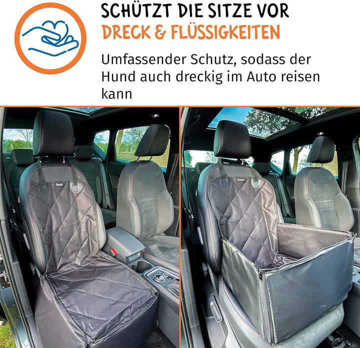 Floxik Hunde Autositz - Premium Hunde Autositzbezug für jedes Auto - Hundesitz Vordersitz Hund wasse