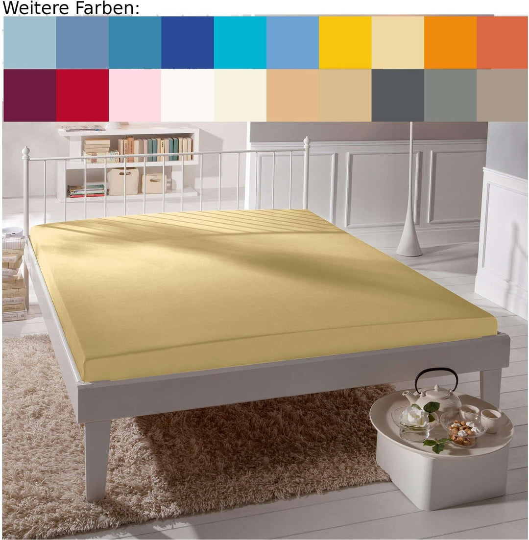 fleuresse Comfort Spannbettlaken, Jersey, vanille, 150 x 200 150 x 200 Vanille, 150 x 200 Vanille