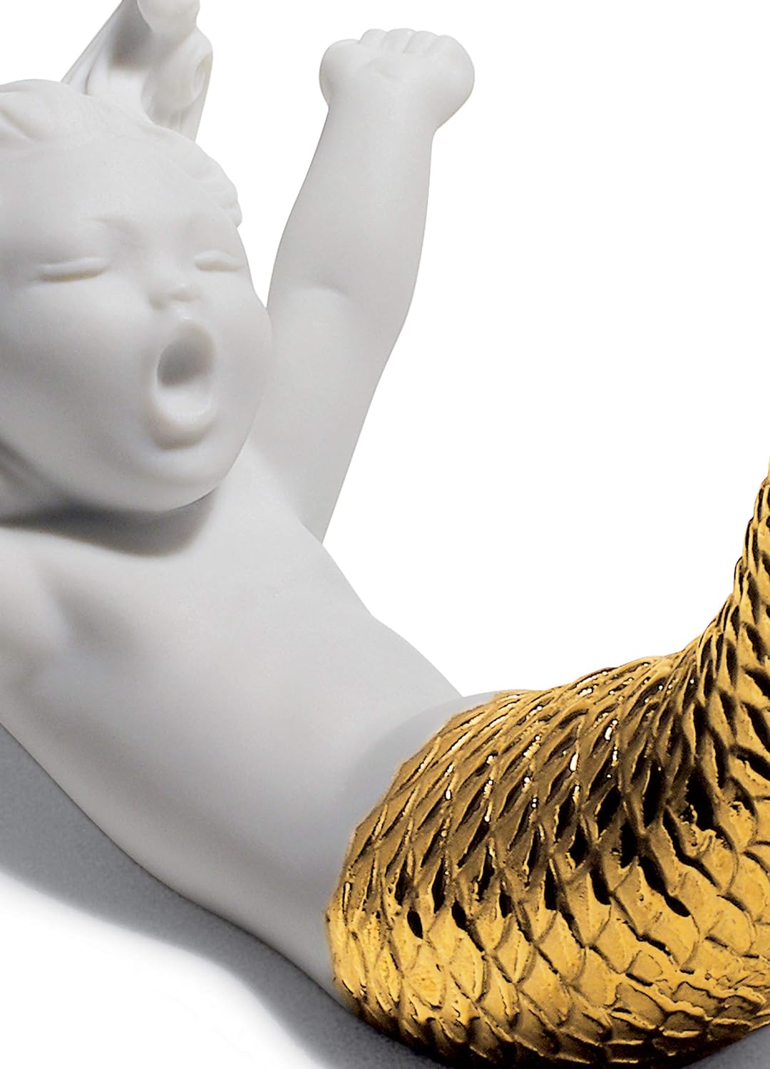 LLADRÓ Meerjungfrau-Figur Erwachen Am Meer. Gold. Meerjungfrau. Porzellan.