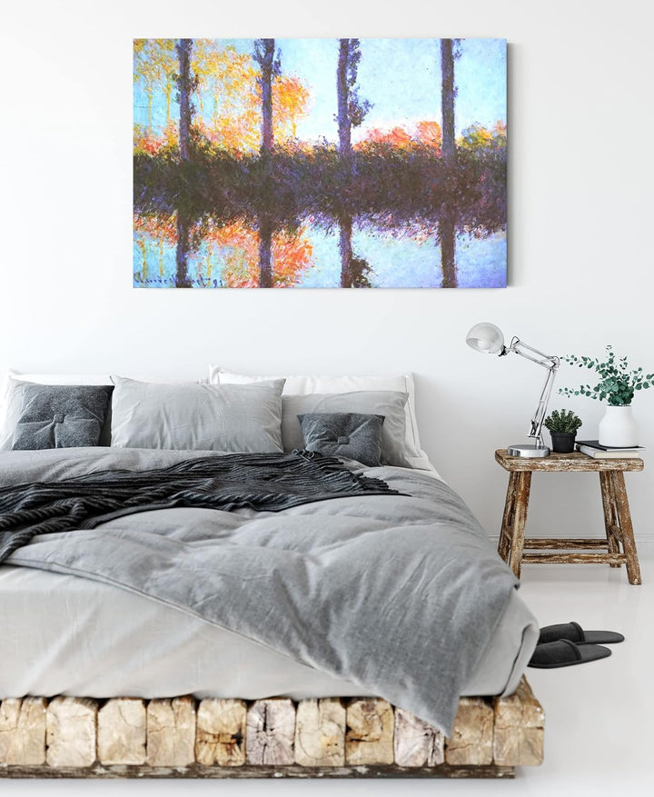 Generisch Claude Monet - Die vier Pappeln als Leinwandbild / Grösse: 100x70 cm / Wandbild / Kunstdru