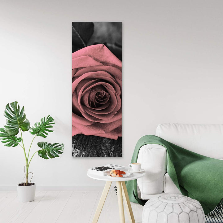 Feeby Wanddeko Rose Leinwandbild Kunstdruck Blumen Rosa 40x100 cm Leinwandbild 40x100 cm Rosa_c, Lei