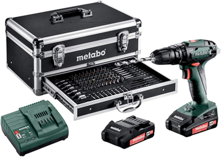 Metabo Akku-Schlagbohrschrauber 18V 2.0Ah Li-Ion inkl. 2. Akku, inkl. Koffer, inkl. Zubehör Size Far