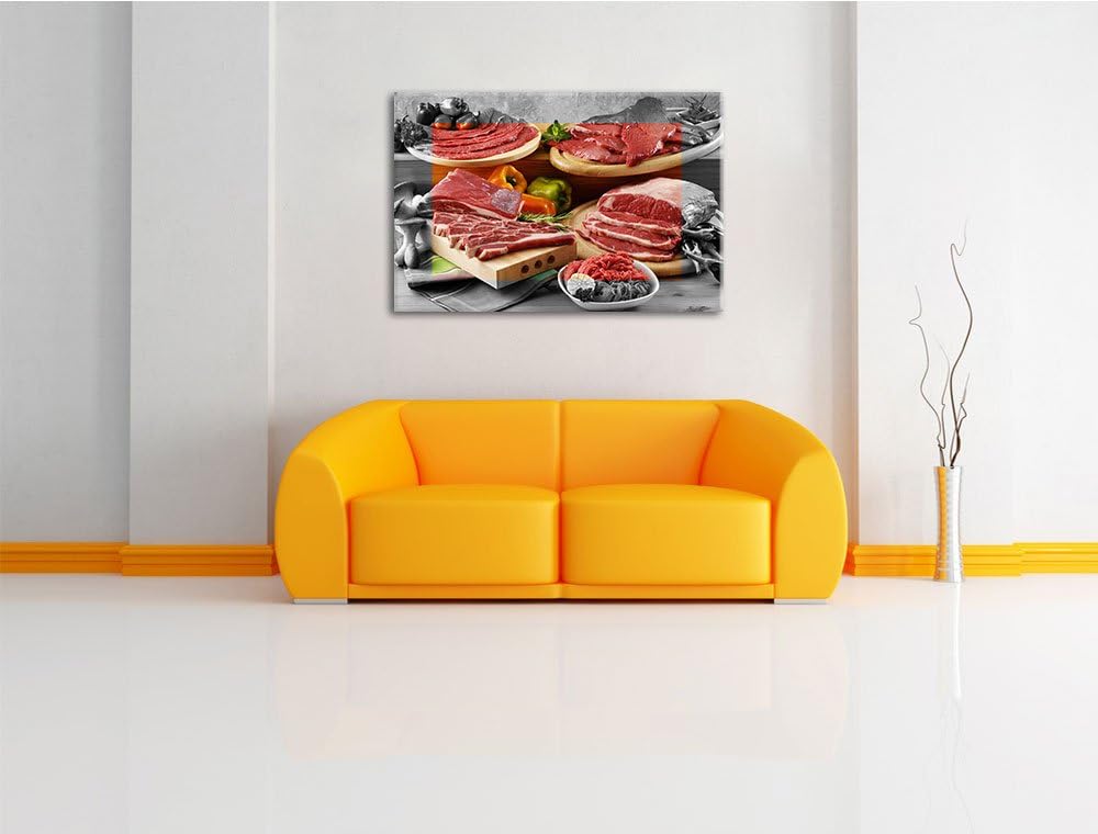 Saftige Fleisch Variationen schwarz/weiss Format: 100x70 cm auf Leinwand, XXL riesige Bilder fertig
