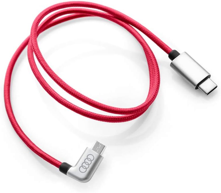 Audi 8S0051435J Ladekabel USB-C auf Micro-USB Kabel gewinkelt rot