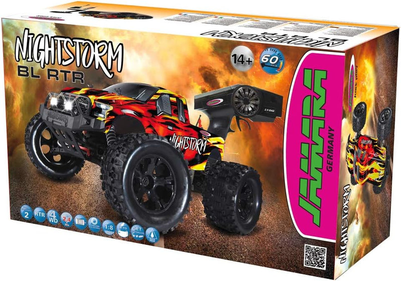 JAMARA 059737 - Nightstorm Monstertruck 1:10 BL 4WD Lipo 2,4GHz LED - Brushless Motor 3200KV, Regler