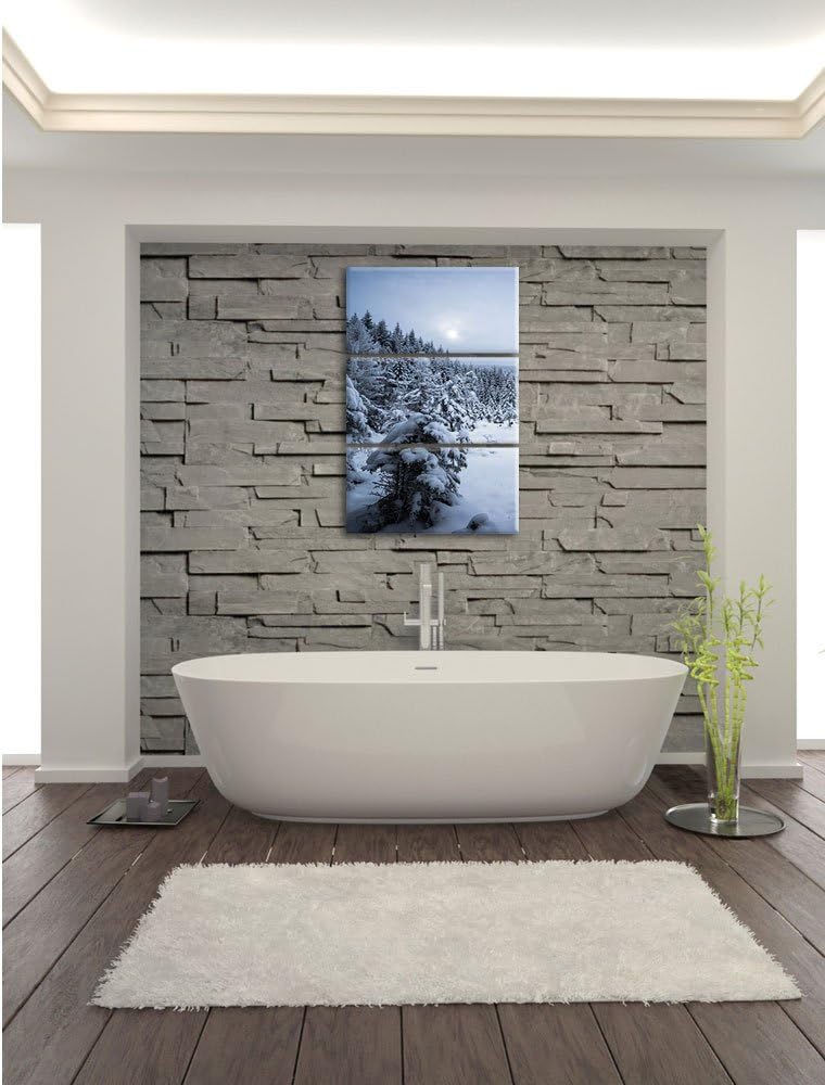 Pixxprint Winterlandschaft vereister See 3-Teiler Leinwandbild 120x80 Bild auf Leinwand