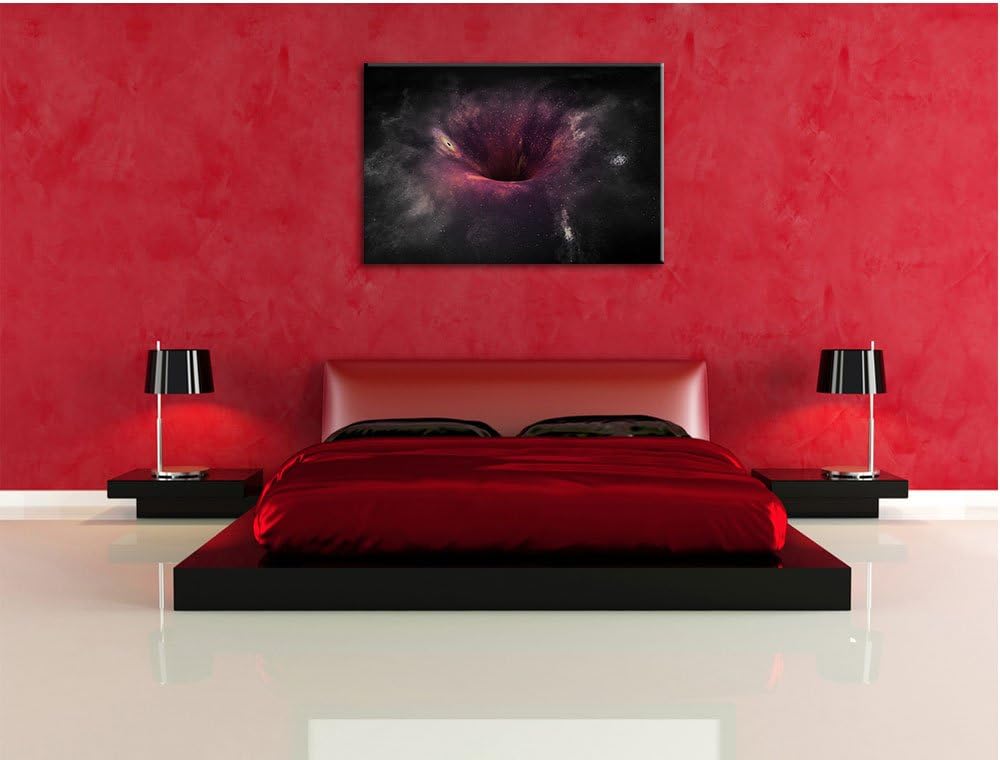 Pixxprint Schwarzes Loch im Weltall als Leinwandbild/Grösse: 100x70 cm/Wandbild/Kunstdruck/fertig be