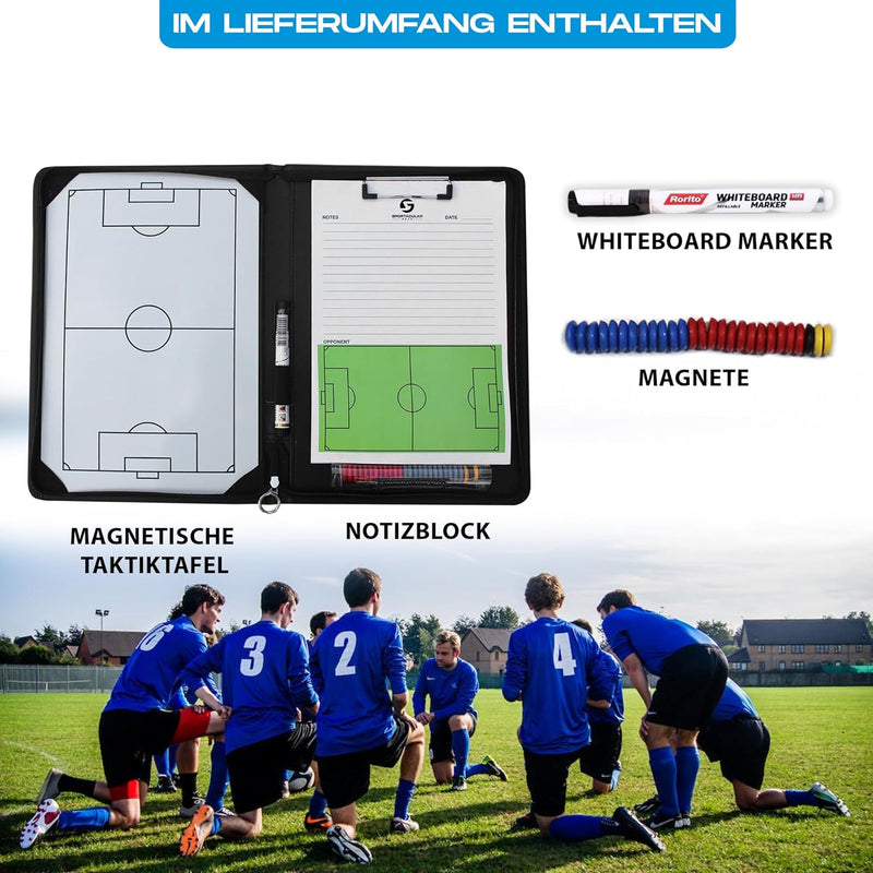 Sportacular Gear Coach-Mappe Fussball inkl. Taktiktafel und Zubehör | Trainermappe | Taktikmappe für