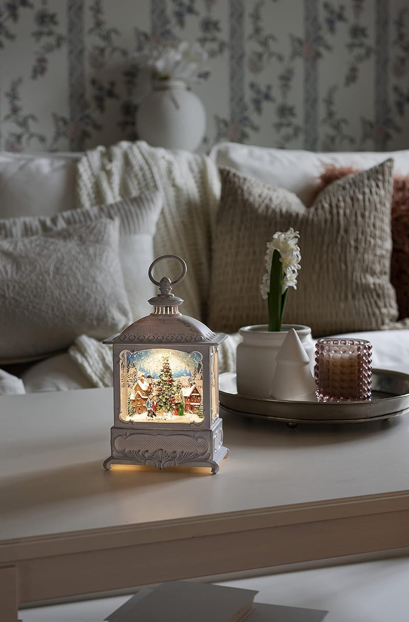 Konstsmide LED Wasserlaterne, weiss, Weihnachtsmarkt, mit an/aus Schalter, 5h Timer, 1 warm weisse D