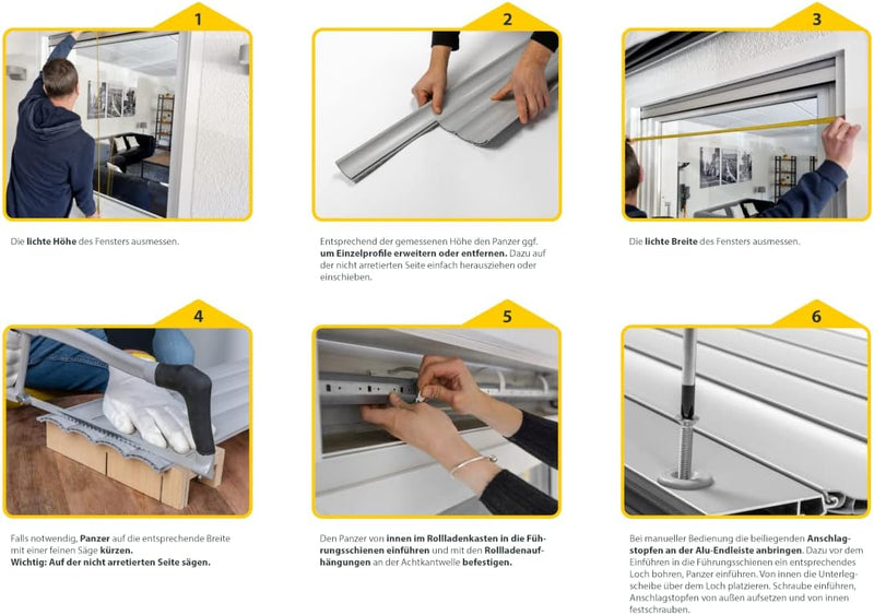 Schellenberg 39005, grau, Rolladenpanzer Set PVC Maxi für 60 mm Stahlrohrwellen – 80 x 100 cm, Breit