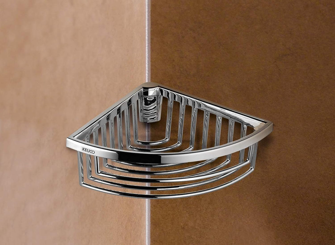 Keuco Eck-Duschkorb aus Metall hochglanz-verchromtes Gitter, abnehmbar, verdeckte Befestigung, 26x7,