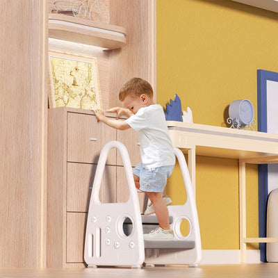 YUENFONG Lernturm Tritthocker Kinder Trittleiter 2 Stufen Klappbar Hocker Fussbank Trittschemel aus