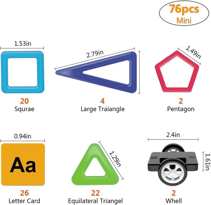 HappyGoo Magnetische Bausteine - 76tlg Magnete Kinder - Magnetspiele für Kinder ab 3 4 5 6 7 8 Jahre
