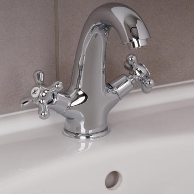 PaulGurkes Design Armatur Nostalgie Retro Waschtischarmatur Waschtischbatterie Wasserhahn Kreuzgriff