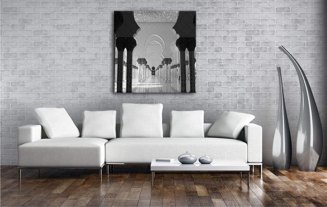 deyoli Inneres Einer Moschee in Abu Dhabi Format: 70x70 Effekt: Schwarz&Weiss als Leinwandbild, Moti