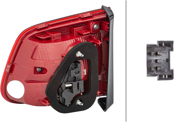 HELLA 2SA 010 739-091 Heckleuchte - Glühlampe - rot - innerer Teil/oberer Teil - links - für u.a. VW