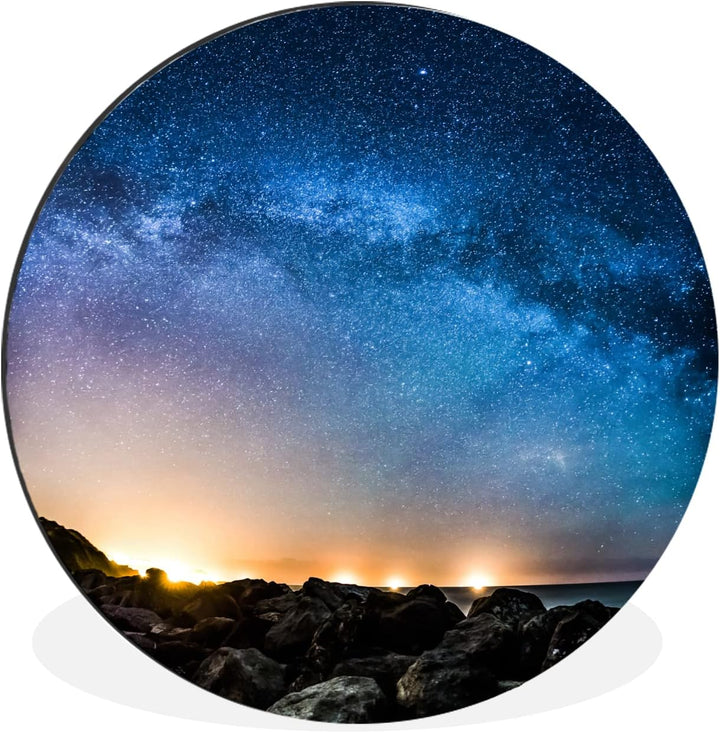 Wandbild Rund Wanddeko Deko Wohnzimmer Bilder 90x90 cm Galaxie - Universum - Sonne - Jungen - Mädche