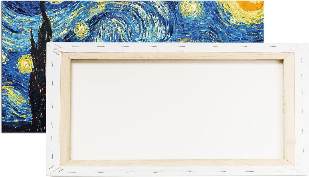 Sternenklarer Himmel Van Gogh Panorama 120x60 cm als Leinwandbild, Motiv fertig gerahmt auf Echtholz