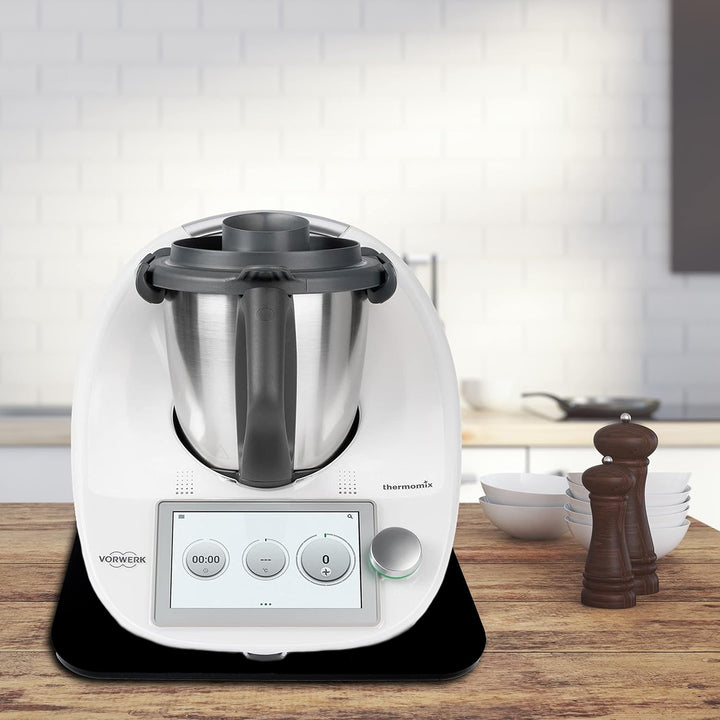 Gleitbrett aus Acryl | schwarz glänzend | 33x28cm für Thermomix TM5 TM6 TM31 und vielen weiteren Küc