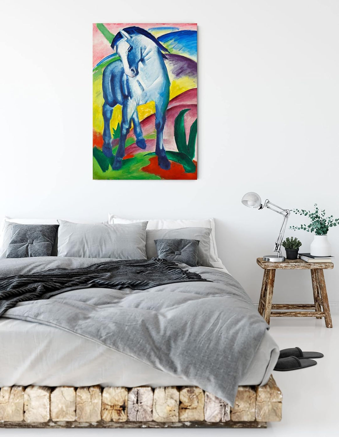 Franz Marc - Blaues Pferd als Leinwandbild / Grösse: 100x70 cm / Wandbild / Kunstdruck / fertig besp
