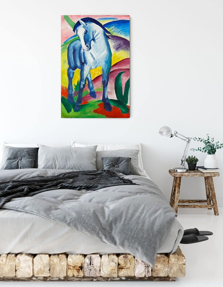 Franz Marc - Blaues Pferd als Leinwandbild / Grösse: 100x70 cm / Wandbild / Kunstdruck / fertig besp