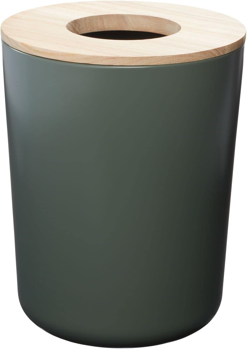 iDesign Kosmetikeimer, kleiner Mülleimer aus Metall und Holz für Waschtisch, Schreibtisch, Esstisch