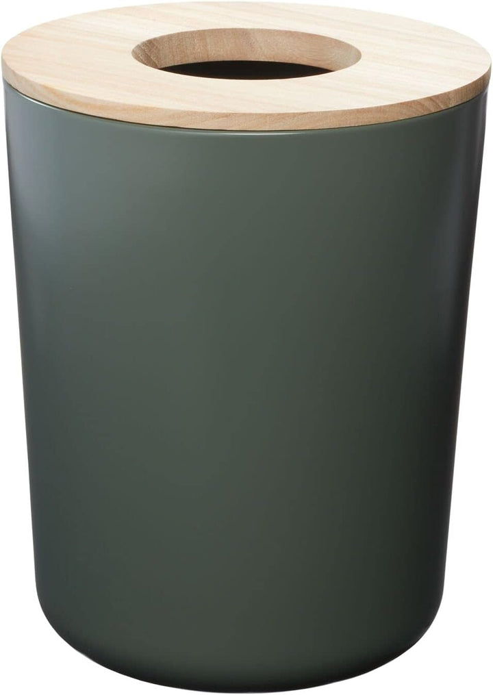 iDesign Kosmetikeimer, kleiner Mülleimer aus Metall und Holz für Waschtisch, Schreibtisch, Esstisch