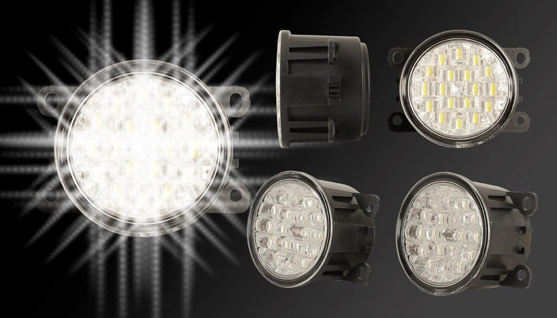 LED Tagfahrlicht ohne Dimmfunktion rund 90mm Durchmesser~