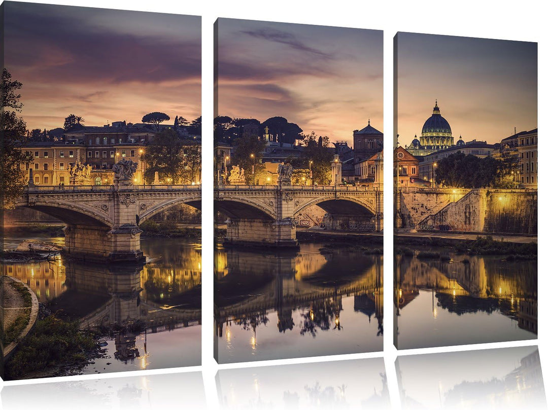 Pixxprint Rom Kathedrale St. Peter als Leinwandbild/Grösse: 3 Teilig (120x80 cm) cm/Wandbild/Kunstdr