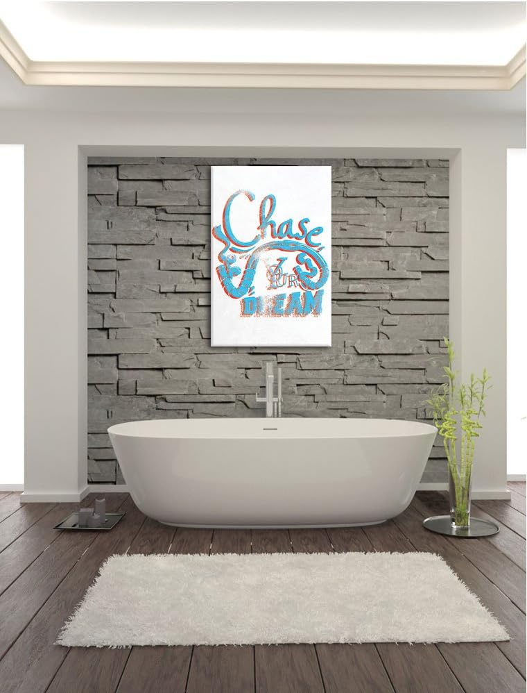 Pixxprint Chase Your Dream White Bild auf Leinwand, XXL riesige Bilder fertig gerahmt mit Keilrahmen