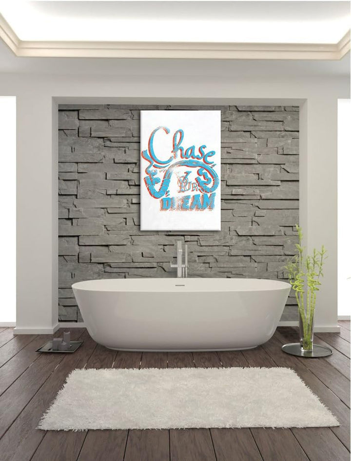 Pixxprint Chase Your Dream White Bild auf Leinwand, XXL riesige Bilder fertig gerahmt mit Keilrahmen